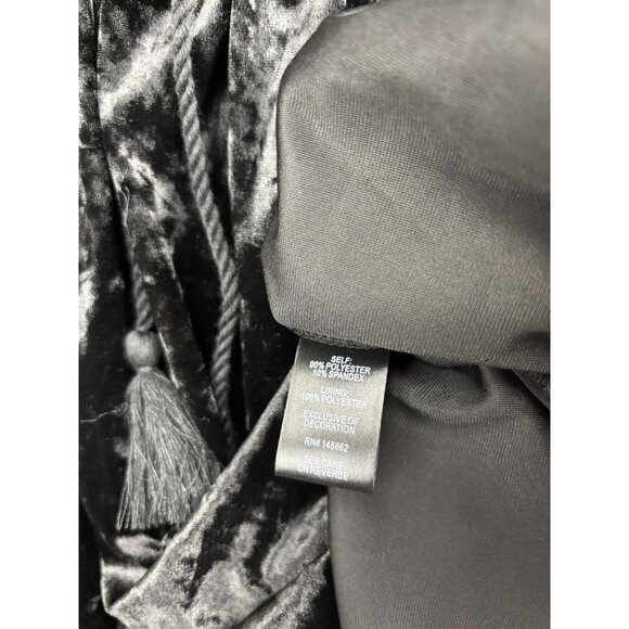 Torrid Dress Womens 1X Black Velvet Long Sleeve Boho Tassel Tie 14-16 - Picture 6 of 7